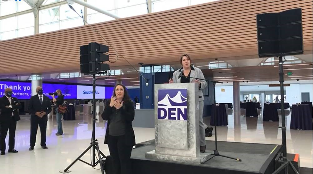 FAANews's tweet photo. “It is everything I imagined and so much more,” the FAA’s Winsome Lenfert said about today’s @DENAirport Great Hall terminal renovation ribbon cutting. Since 2019, the FAA has provided more than $648.6M in #AirportGrants for the airport’s operations. https://t.co/2QssWtn9Y5 https://t.co/fixGR4Uu66