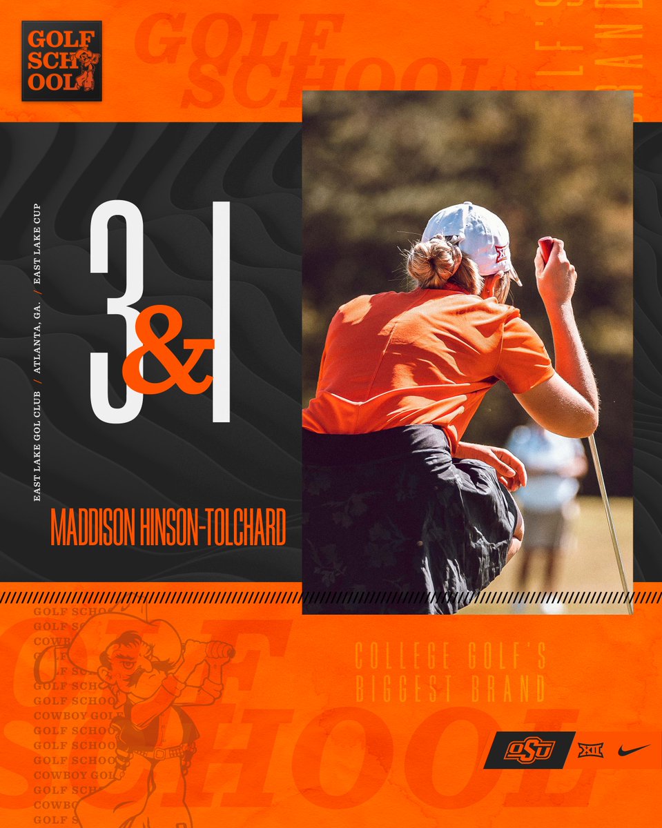 Point - COWGIRLS! 

Maddison Hinson-Tolchard with a 3&amp;1 win for Oklahoma State's second point of the day! 

Cowgirls leading Duke, 4-1. 

#GolfSchool I #GoPokes