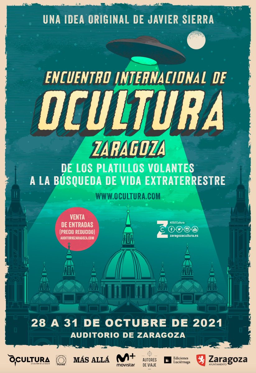 ¡Mañana arrancamos el IV Encuentro Internacional de #Ocultura en #Zaragoza! Es un regalo hacerlo de la mano de este espectacular cartel de ⁦<a href="/AdriaMoratalla/">Adrià Moratalla</a>⁩. 
Aún puedes inscribirte y elegir a qué sesiones acudir en Ocultura.com