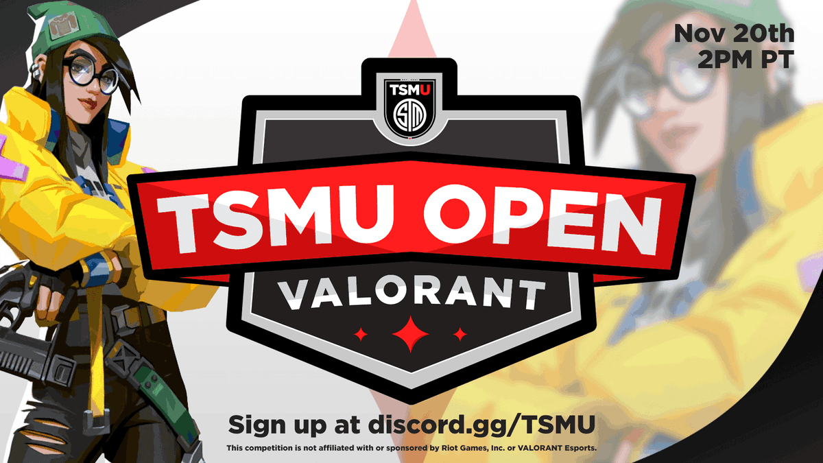 Lamar_Esports's tweet photo. Lamar Valorant will be competing in the #TSMUOpen on November 20th! https://t.co/Fiy9DU6yGi