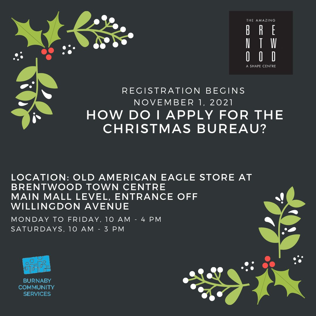 BbyServices's tweet image. Starting November 1st, our annual Burnaby Christmas Bureau will be open for registration at The Amazing Brentwood! 🎄 🎁 

For more information, please visit the link in below:

bbyservices.ca/programs-chris…

#bbyservices #burnabychristmasbureau #toyroom #community