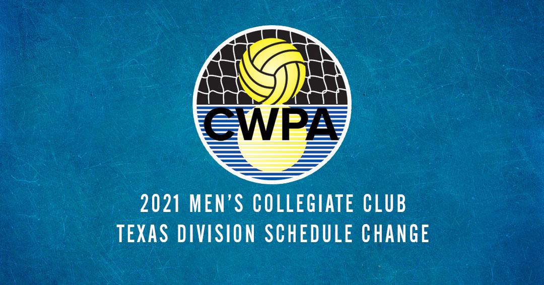 CWPAClubs's tweet photo. Collegiate Water Polo Association Releases Change to 2021 Men’s Collegiate Club Texas Division Schedule
https://t.co/KojmzzCXUK https://t.co/9HSaGxKBiw