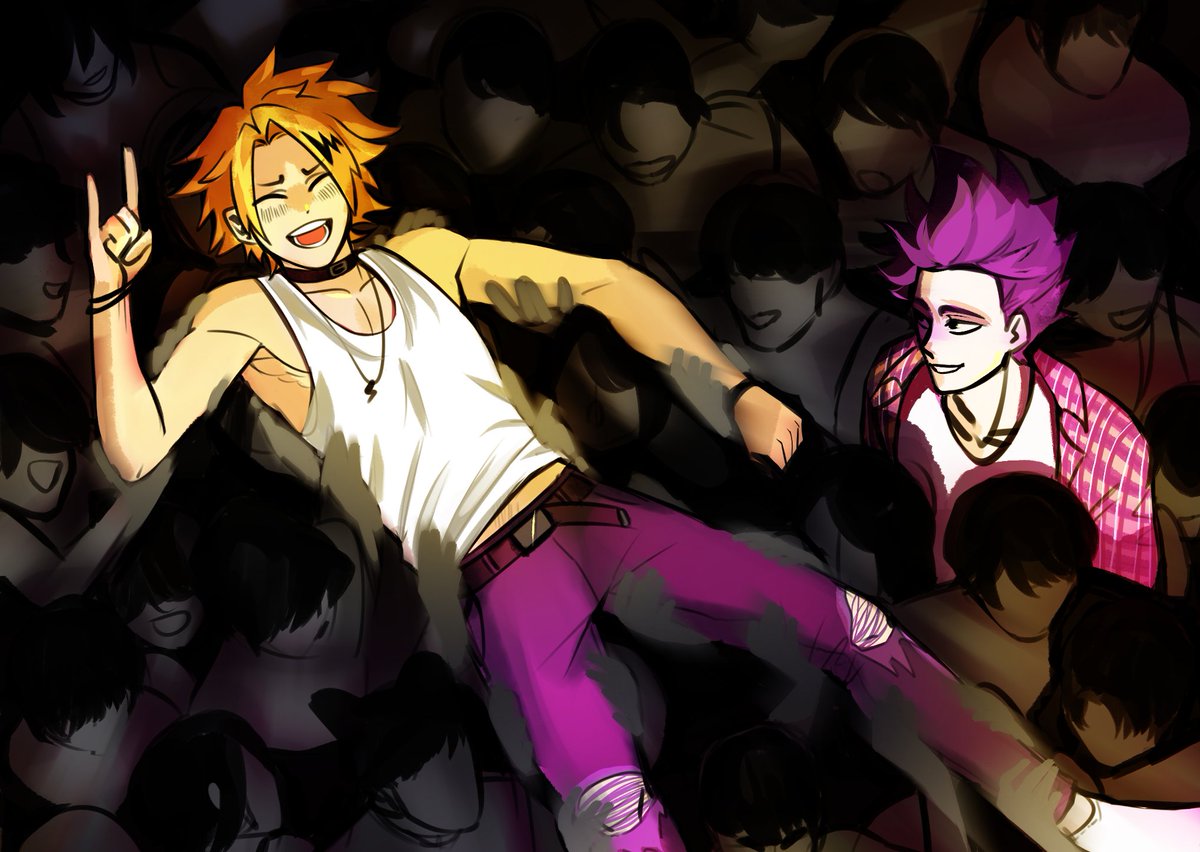 DaddyDemus's tweet photo. Took part in the 
@KaminariBigBang
 and drew Denki crowd surfing at a concert to accompany @Pippar0ni's ShinKami fic on Ao3: https://t.co/xxCpy1eWQ1 https://t.co/odpabeiOuj