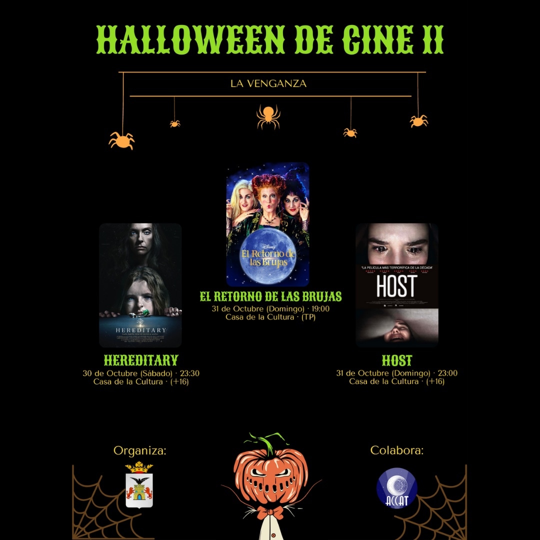 accatobarra's tweet photo. Cómo en las mejores pelis de terror, volvemos con:

HALLOWEEN II: LA VENGANZA!!!

Te esperamos este puente en la Casa de la Cultura. 

Consulta fechas y horarios en el cartel.

Te esperamos. No faltes!!!

🧛🎬☠️🎥🧟🎞️ https://t.co/0qPrFSQUv2