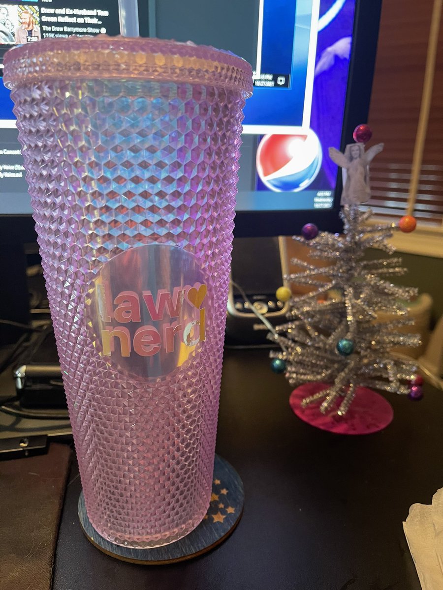 jcbstn77's tweet photo. @TheEmilyDBaker got my Law Nerd tumbler, and now it gets to hang out next to my Britney Spears Christmas tree that I busted out to celebrate the Yeeting of Dad Spears! https://t.co/3RTcQnLwvq