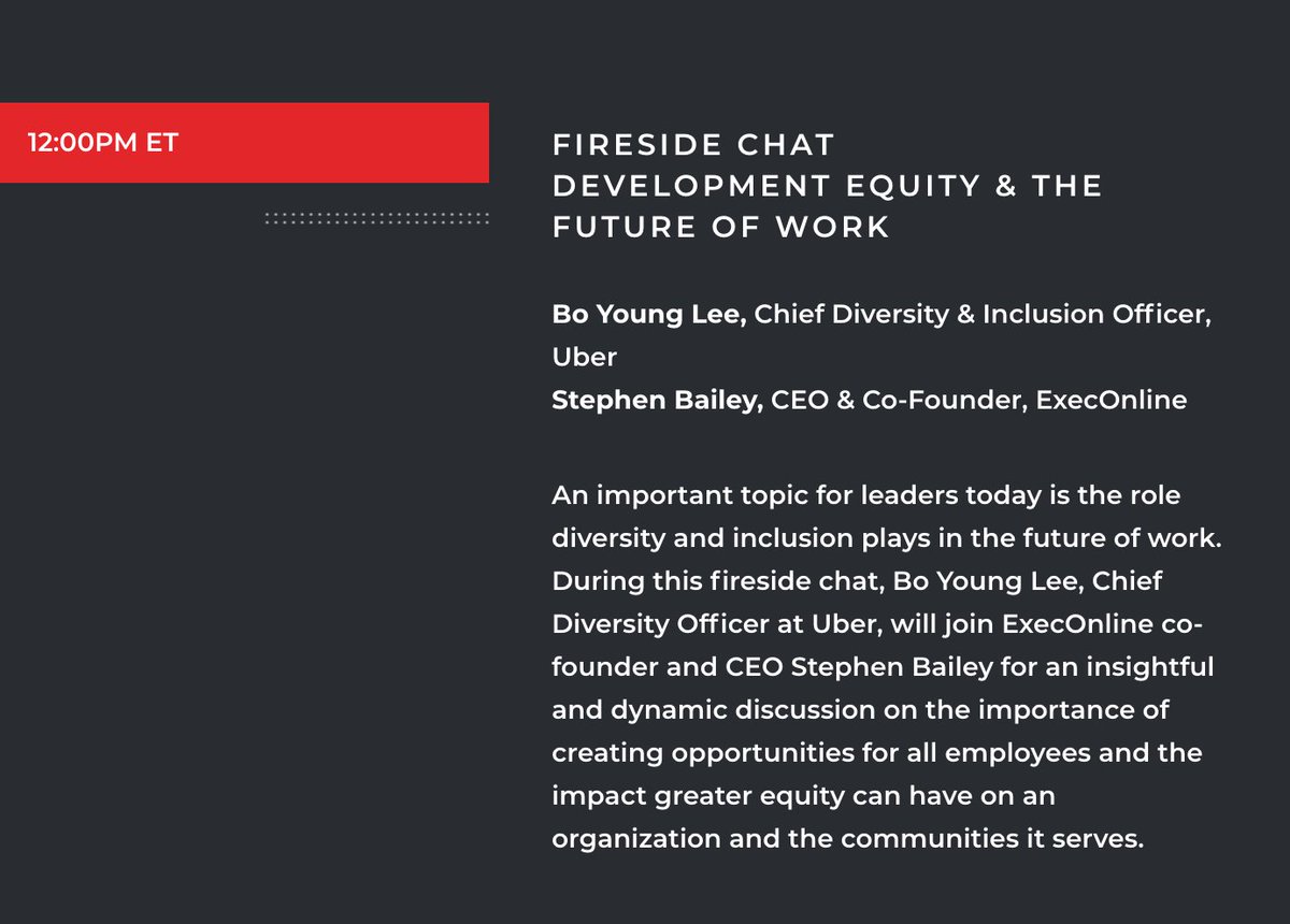JuliaAlexander's tweet photo. I've long admired @dkhos & his commitment to building inclusive, high-performance teams. That's one reason it was a #dream to host @jboyounglee at our summit. Inspired by Bo's vision for D&I @Uber and her powerful calls to action! #DevelopmentEquity #FutureOfWork #WomenInTech https://t.co/Hv2zOtoYYq