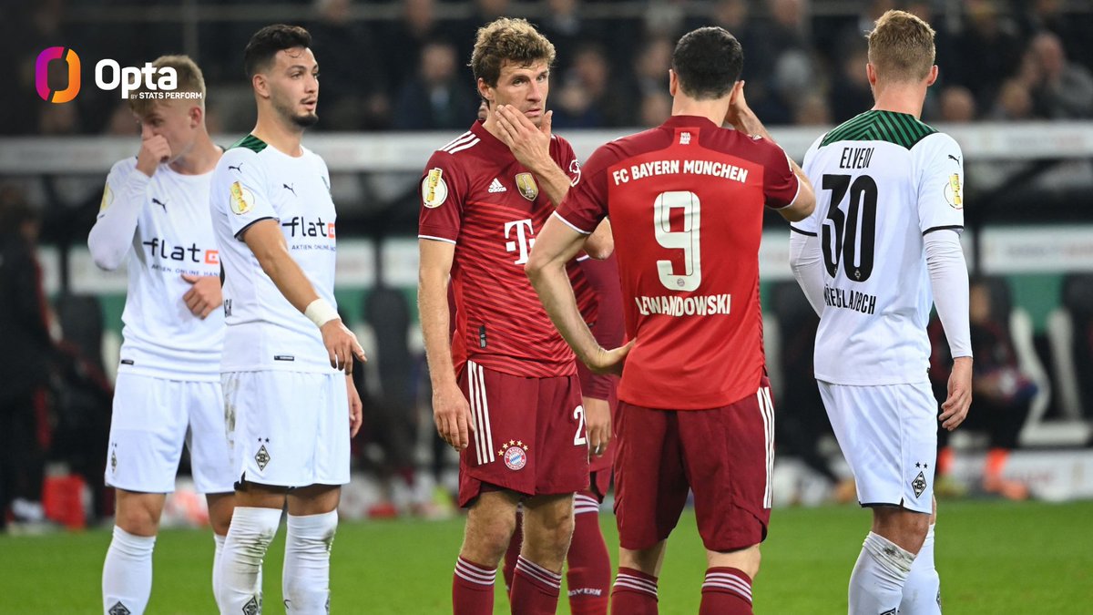 2 – FC Bayern have missed the round of last 16 in DFB-Pokal for the second time in a row – the last time they had missed consecutive rounds of last 16 was in 1994-95 (against Vestenbergsgreuth) and 1995-96 (against Düsseldorf). Over. #BMGFCB