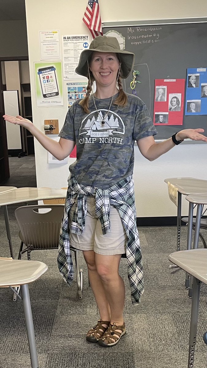 #Rocktober <a href="/CMSNorth/">Coppell MS North 🐾</a> #villagenorth wearing my authentic camping gear today to remind my students “S’more People Should Say No to Drugs”
