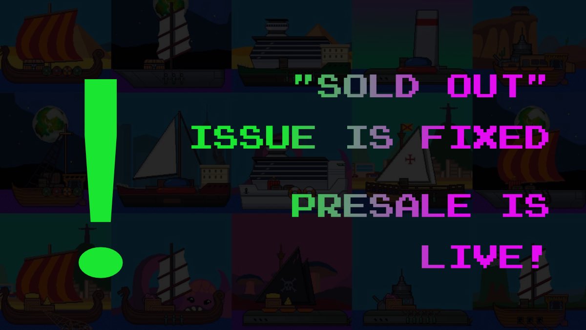 BitBoatNFT's tweet photo. ‼️Attention to all PRESALE PARTNERS!

There was an issue on our side during the first 10 minutes of presale when you probably saw “sold out” message. 

Please try again! All previous links should work too! 

@SolariansNFT @SolPassNFT @neonexus_world Inform your community please! https://t.co/wm82A4bnt9