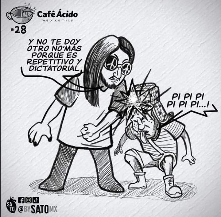elsatocomedia's tweet photo. Comedia para Dictaduras
#cafeácido #28 #webcomic #comic #tiracomica #sato #bysato #illustration #ilustracion #vector #vectorart #digitalart #artedigital #random #carlosballarta #chespirito #elchavodel8 #dictadura #comedia @BaIIartaEsPut https://t.co/2fWhngfiLT