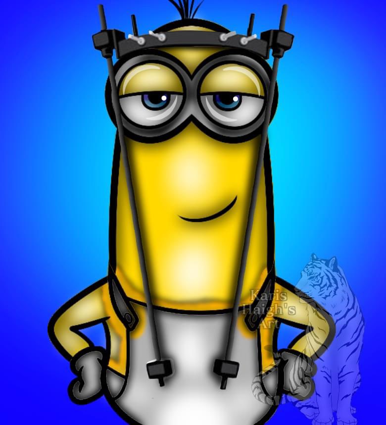 HaighKaris's tweet photo. As some of you know I had to wear a Halo at the age of 15/16 and it was scary. So I am going to be crocheting a minion with a removable Halo for @SheffChildrens so children can see what it's like to have one, so they hopefully won't be as scared.

Pic is a drawing I did. https://t.co/pVI0fd8Zq6