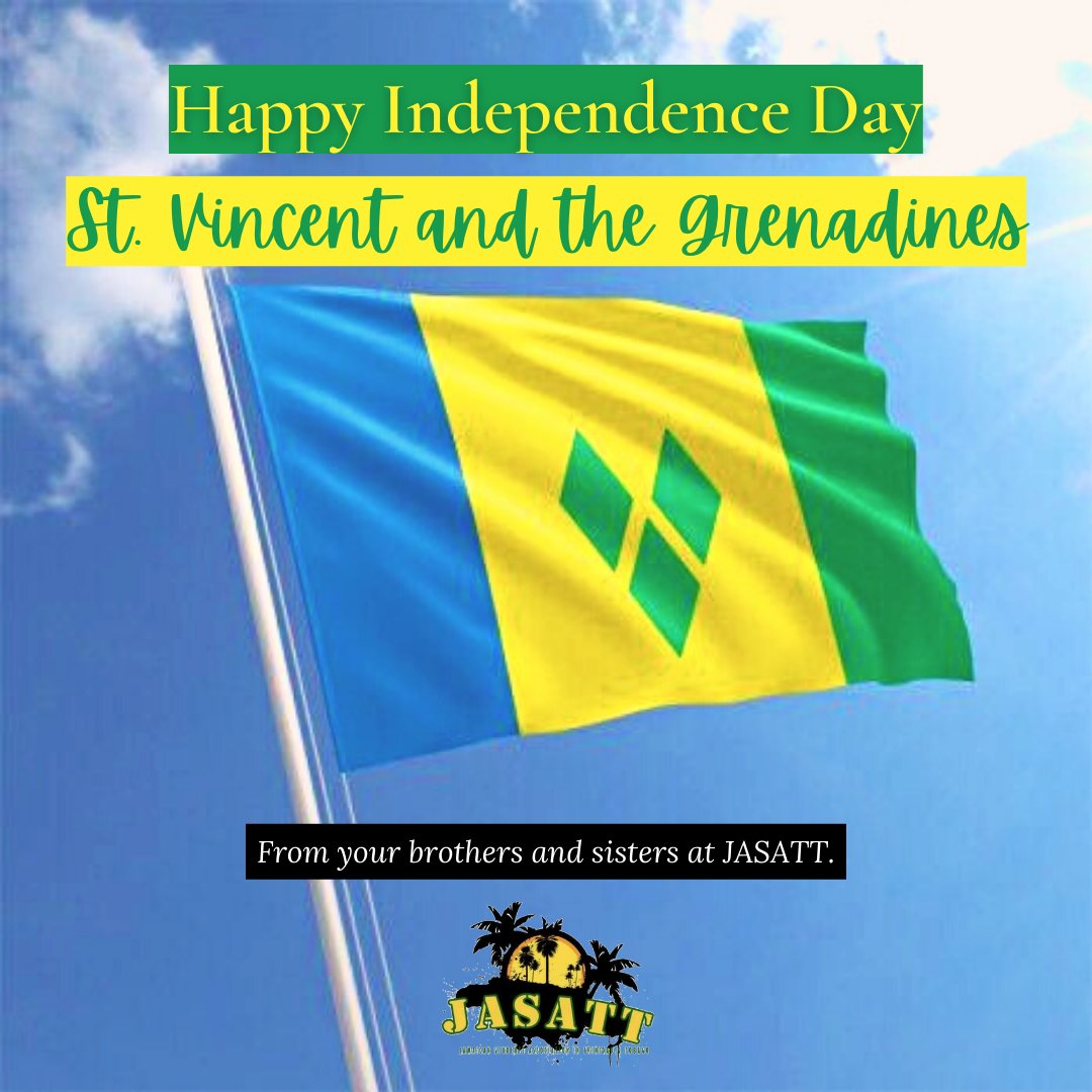 jasatt_876's tweet photo. The Jamaican Students' Association in Trinidad and Tobago would like to wish St. Vincent and the Grenadines a HAPPY INDEPENDENCE DAY! 🇻🇨🇻🇨🇻🇨🇻🇨42 years strong 💪🏽💪🏽💪🏽
.
.
.
#JASATT 
#onetree 
#manybranches 
#rootedstronglythroughintegration 
#HappyIndependenceDay🇻🇨 https://t.co/omd4cnkJvP