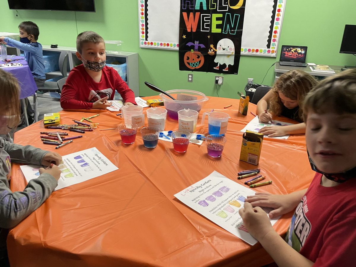 mszimmercte's tweet photo. Great job, Ms. Smith’s class! They conquered measurement, poetry, and properties of matter to make it out of Spooky Centers alive! @SaraSmithTeach https://t.co/SCN89PIevV