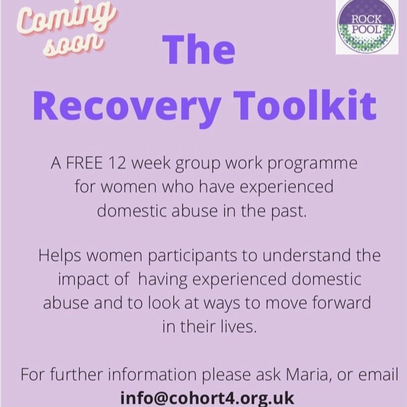 Cohort4Women's tweet image. Starting Monday 3rd January in Atherstone. If you are a woman in our geographic area surviving domestic abuse and would like to join our Recovery Toolkit sessions, please send an email for an assessment meeting with Maria. #RecoveryToolkit #groupprogramme #hope