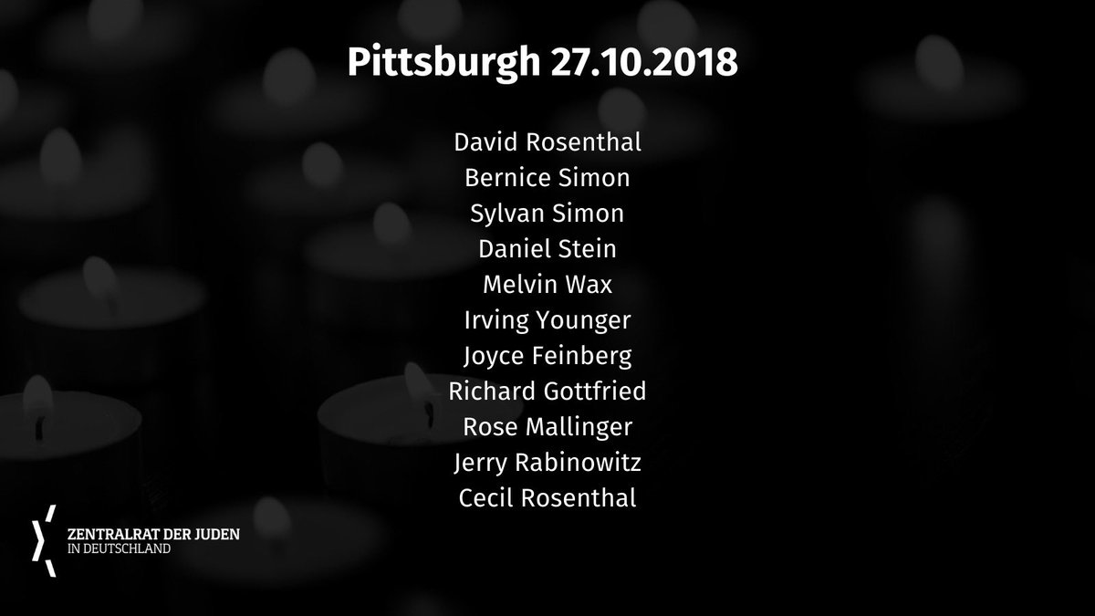 Am 27.10.18 fand in der @treeoflifepgh Synagoge in #Pittsburgh ein antisemitischer Anschlag statt. Wir gedenken und trauern um die Ermordeten. Baruch Dayan HaEmet.