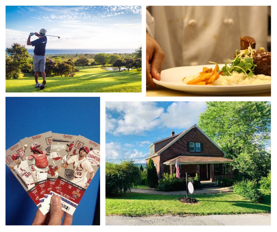 upplaygrounds's tweet photo. Here’s a sneak peek at some of our exciting auction items for this year’s gala! 👇

⭐ 2022 St. Louis Cardinals tickets
⭐ A night stay at Pursell Farms near the Appalachian Mountains
⭐ 3-night getaway in Hermann, MO
⭐ Gourmet dinner for 8

https://t.co/RhV3e1FnDW
#StLouis #MO https://t.co/Omn601CmdC
