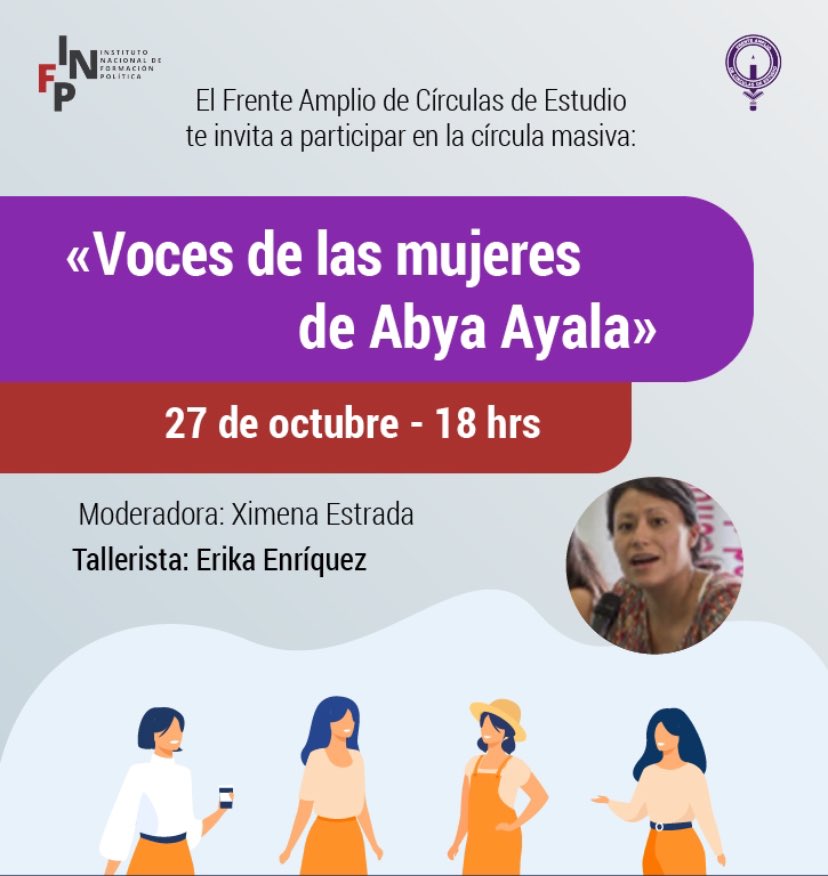 MexObradoristas's tweet photo. Esta tarde no dejes de participar en la círcula masiva «Voces de las mujeres de Abya Ayala», que impartirá Erika Enríquez para nosotras en punto de las 18 horas! Te esperamos! https://t.co/dvwd1NMATY