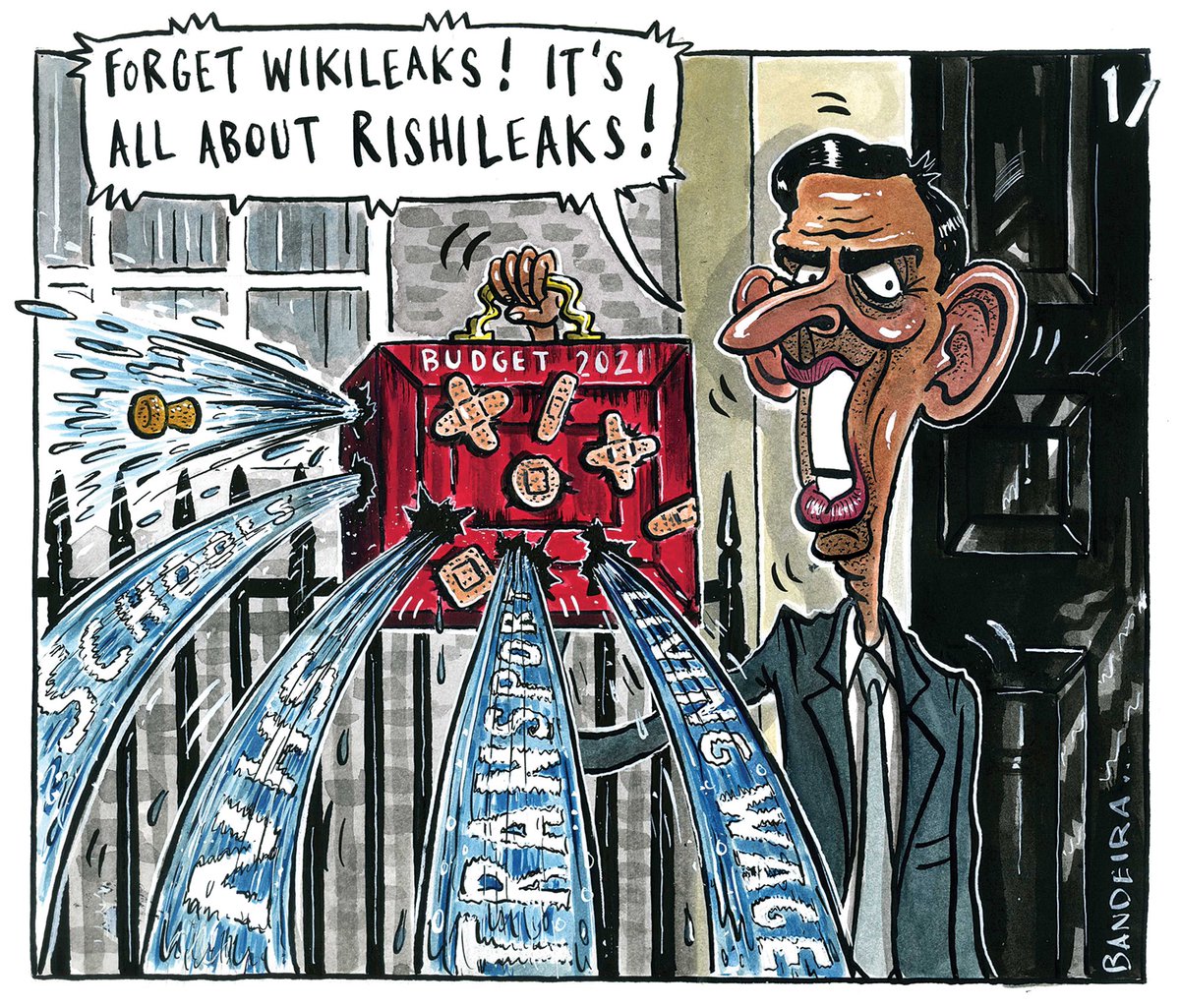 Cartoon4sale's tweet photo. Graeme Bandeira on #RishiSunak #BudgetLeaks - political cartoon gallery in London https://t.co/dePcTdnXF6 https://t.co/eVD3ls19Vm