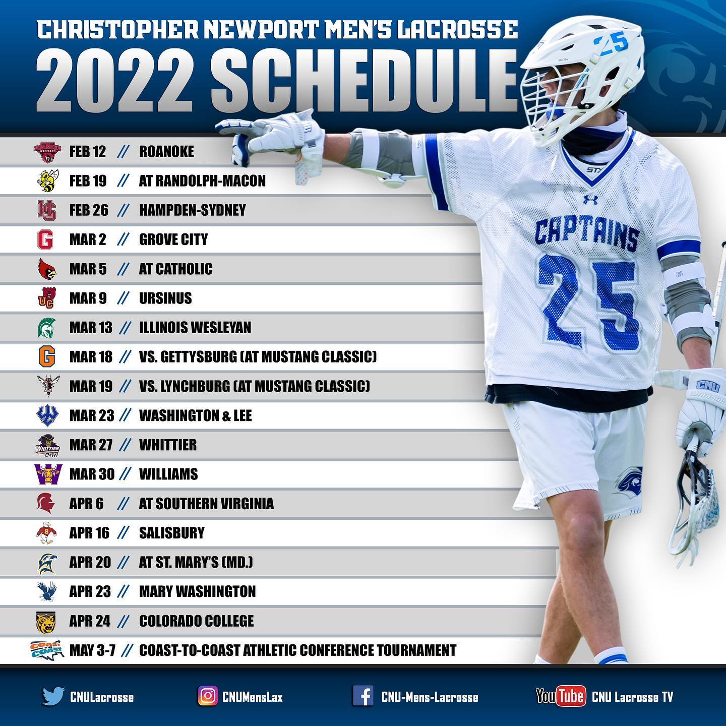 Gettysburg College 2022 Schedule Cnu Men's Lacrosse On Twitter: "⚡️Cnu Men's Lacrosse 2022 Schedule!  #Gocaptains #Win: Https://T.co/Cq333I5Qnn" / Twitter