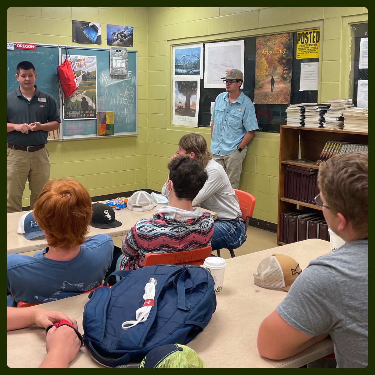 WCCTC's tweet photo. Thank you, Holmes Community College Forestry Instructor, James Floyd, and WCCTC Forestry completer, Andy Cooper, for recently speaking to Mr. Meek’s Forestry students on opportunities at HCC @HolmesCC
#foresttechnology #conservationlawenforcement #wildlifemanagement https://t.co/whUVWzRIOJ