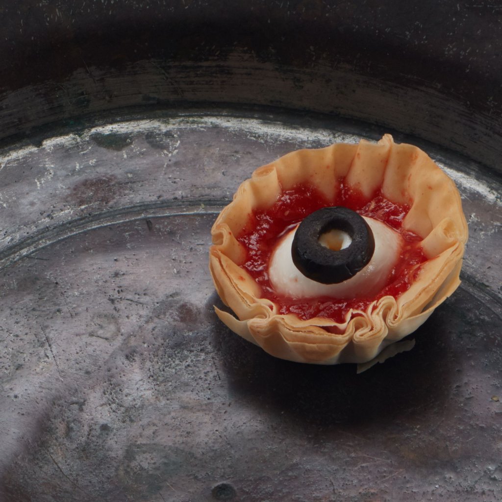 FilloFactory's tweet photo. We know you're looking for something to bring to this weekend's Halloween party! How about these Evil Eye apps made with fresh mozzarella, red pepper relish, sliced olives and our ready to use fillo cups. 

Full recipe on our website! ⁠
⁠
🔗  Recipe: https://t.co/uo6pSPutRk https://t.co/hmJWtQrWu4