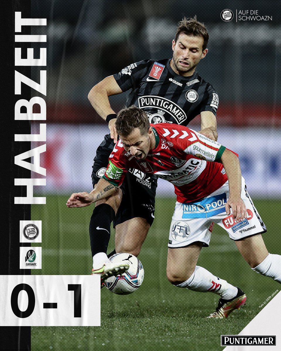 SKSturm's tweet image. Pause! Fakt ist: Nach dem Wiederanpfiff müssen Tore her für den Einzug in die nächste Runde. Das Gute: Chancen wären da. #sturmgraz #GlaubeWilleMut #STUSVR
______________
STU 0:1 SVR | ⏱️ 45'