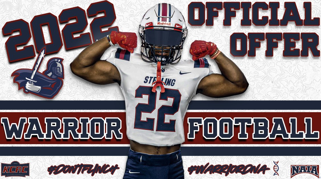 I am blessed to say I have received my first NAIA offer from the great Sterling College I would like to thank <a href="/AO1CoachKenney/">Joe Kenney</a> and the rest of the Sterling College coaching staff for the opportunity! <a href="/SCWarriorFB/">Sterling College Football</a> <a href="/SAXONPRIDEFBALL/">Schaumburg Football</a> <a href="/MikeFChen/">"The" Mike F Chen</a> <a href="/CoachBigPete/">Peter "Coach Big Pete" Leinweber</a>