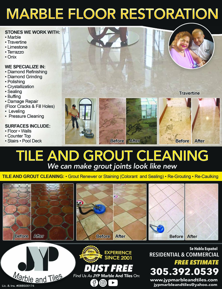 MarblePolisher's tweet photo. https://t.co/MyT8dpxqaY
jypmarbleandtiles@yahoo.com
305-392-0539
24/7 
We’ll be happy to hear from you. https://t.co/jrIOdSmwek