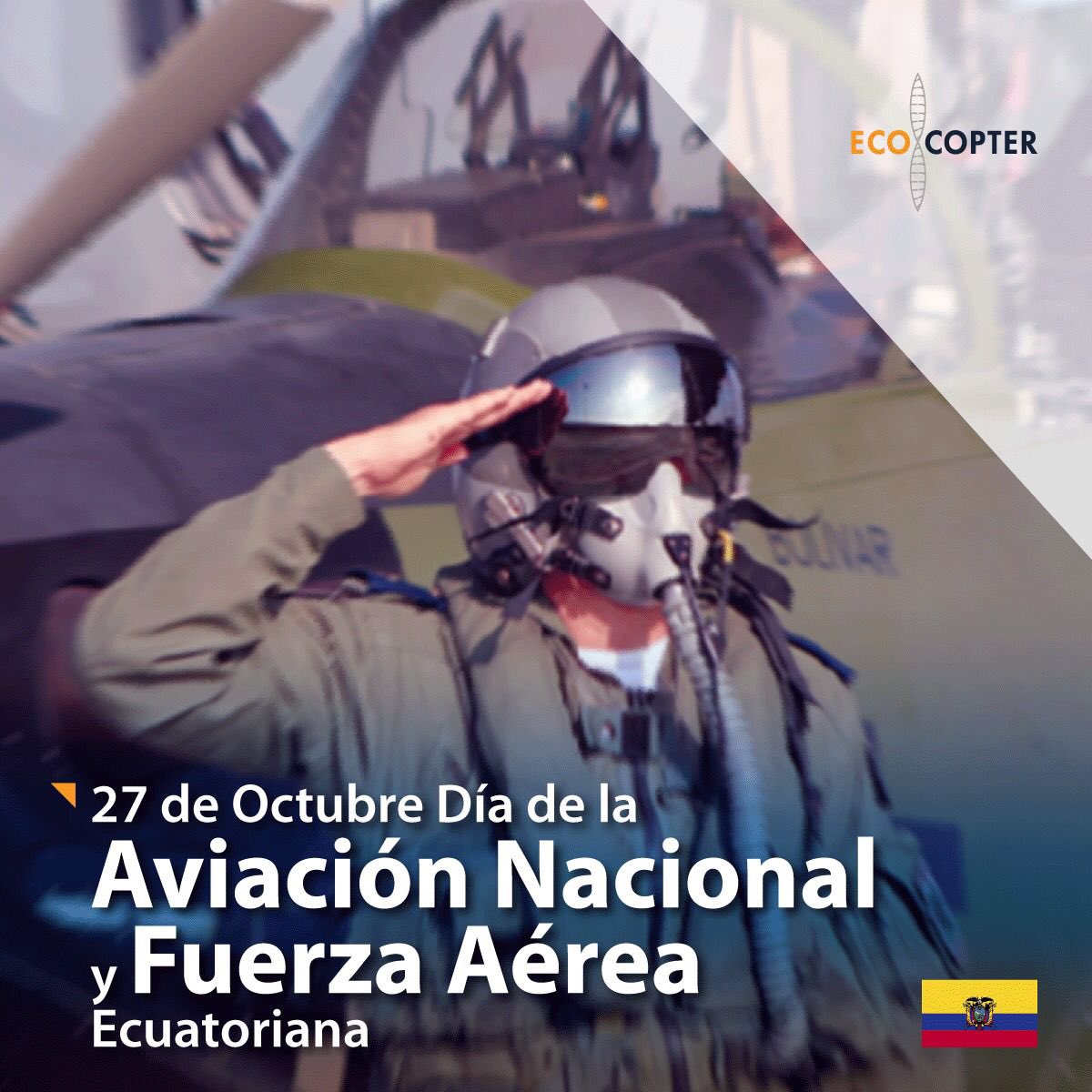 #27Octubre | Un saludo a quienes conforman el cuerpo de Aviación Nacional y Fuerza aérea ecuatoriana, en sus 101 años de vida institucional. 

#Ecocopter #Ecuador #101AñosFAE #FAE #aviación
