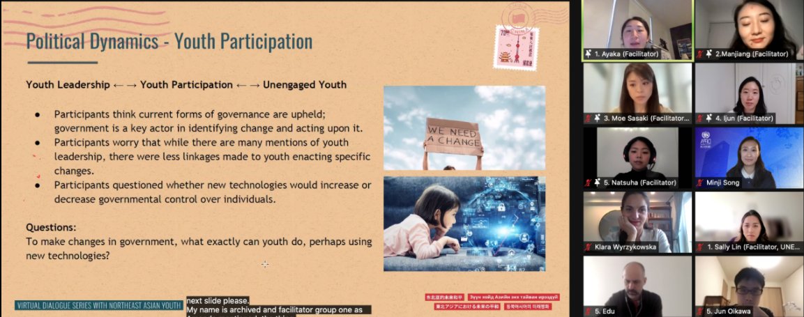 UNDPPA's tweet image. Just concluded the final virtual dialogue in a series on Futuring Peace in Northeast Asia. Over 80 participants discussed actions towards the futures envisioned by youth &amp;amp; pioneered futures-leaning policy discussions on the Youth, Peace and Security agenda futuringpeace.org/NEA/