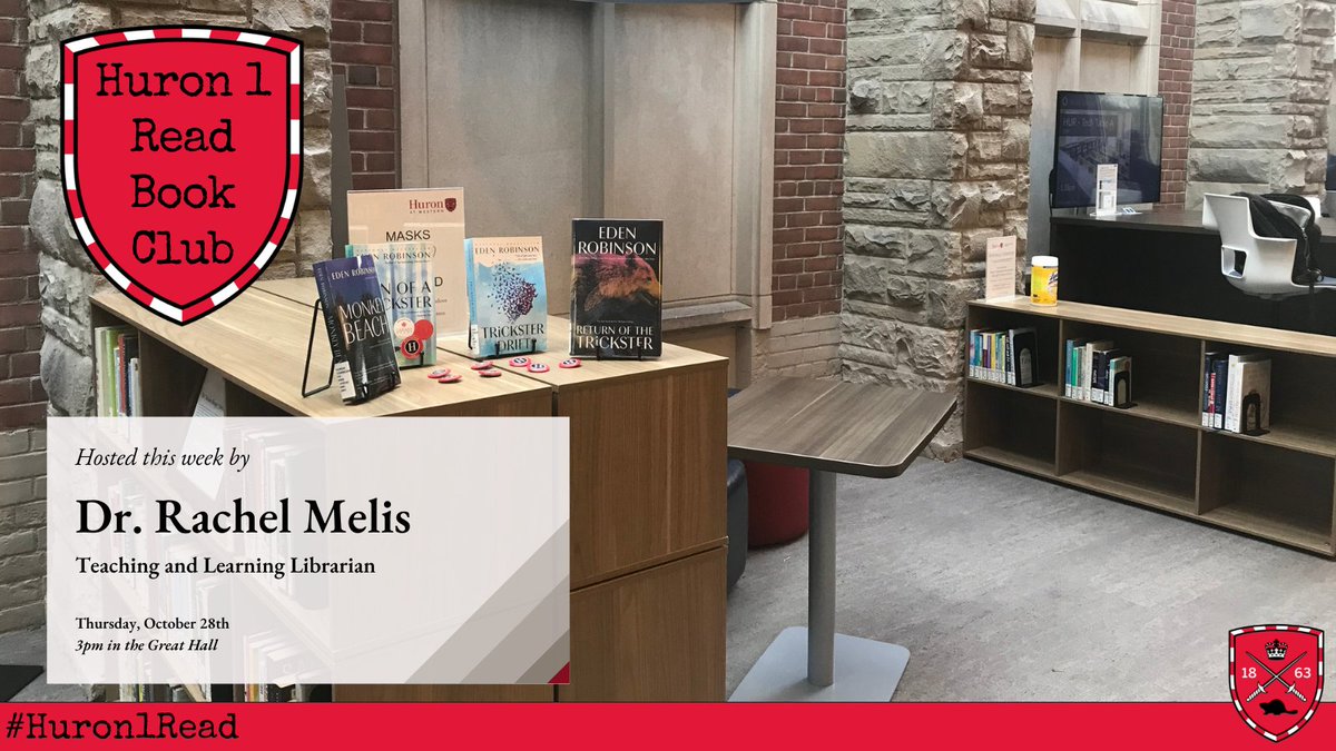 HuronLibrary's tweet photo. Tomorrow (October 28th) is our next meeting of Novel Ideas, the book club community for the #Huron1Read. We'll cover chapters 21-28 with Dr. Rachel Melis, the teaching and learning librarian here at Huron. Please join us at 3pm!
Register at https://t.co/sEG9ff2O9E https://t.co/orTWA7VZnA