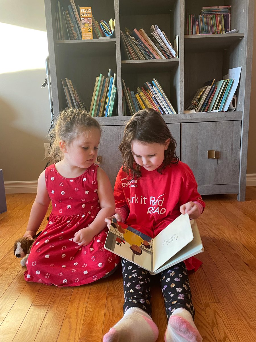 dyslexia_canada's tweet photo. Check out Alice and Daphne wearing red for #MarkItRead2021. Alice is even in her Dyslexia Canada #MarkItRead t-shirt! We'd love to see pictures from everyone else who ordered a shirt from us this October. Be sure to tag us in your post and use the hashtag #MarkItRead2021 👏 https://t.co/1MNTG68ftk