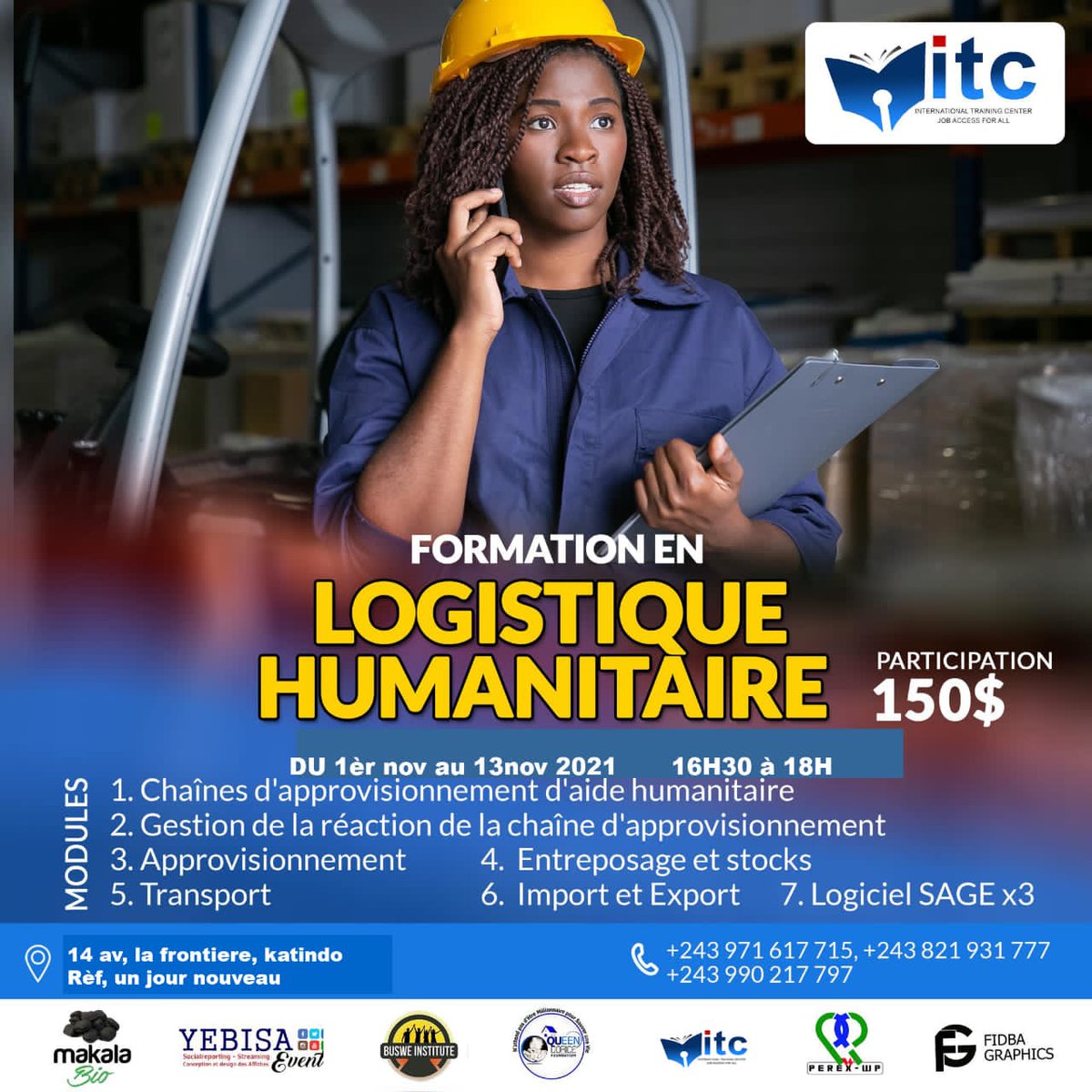 bigombire's tweet photo. Vous êtes à Goma, vous avez des ambitions pour votre carrière professionnelle ?
Voici pour vous une opportunité d'avoir des nouvelles connaissances et compétences en Logistique Humanitaire. La formation débute ce lundi 1er novembre chaque jour de 16h30 à 18h00.
@it, #Goma https://t.co/z4ML3ASMpP