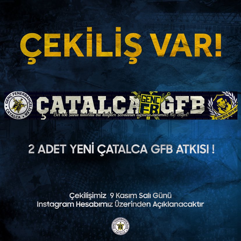 08.11.2021 tarihine kadar;

1️⃣ Twitter hesaplarımızı takip et. (<a href="/gfbcatalca/">Çatalca GFB</a>) (<a href="/catalcalisegfb/">Çatalca Lise GFB</a>)

2⃣ Bu tweete retweetle

✅ 2 şanslı kişiden biri olup yeni sezon Çatalca GFB atkısını kazan...