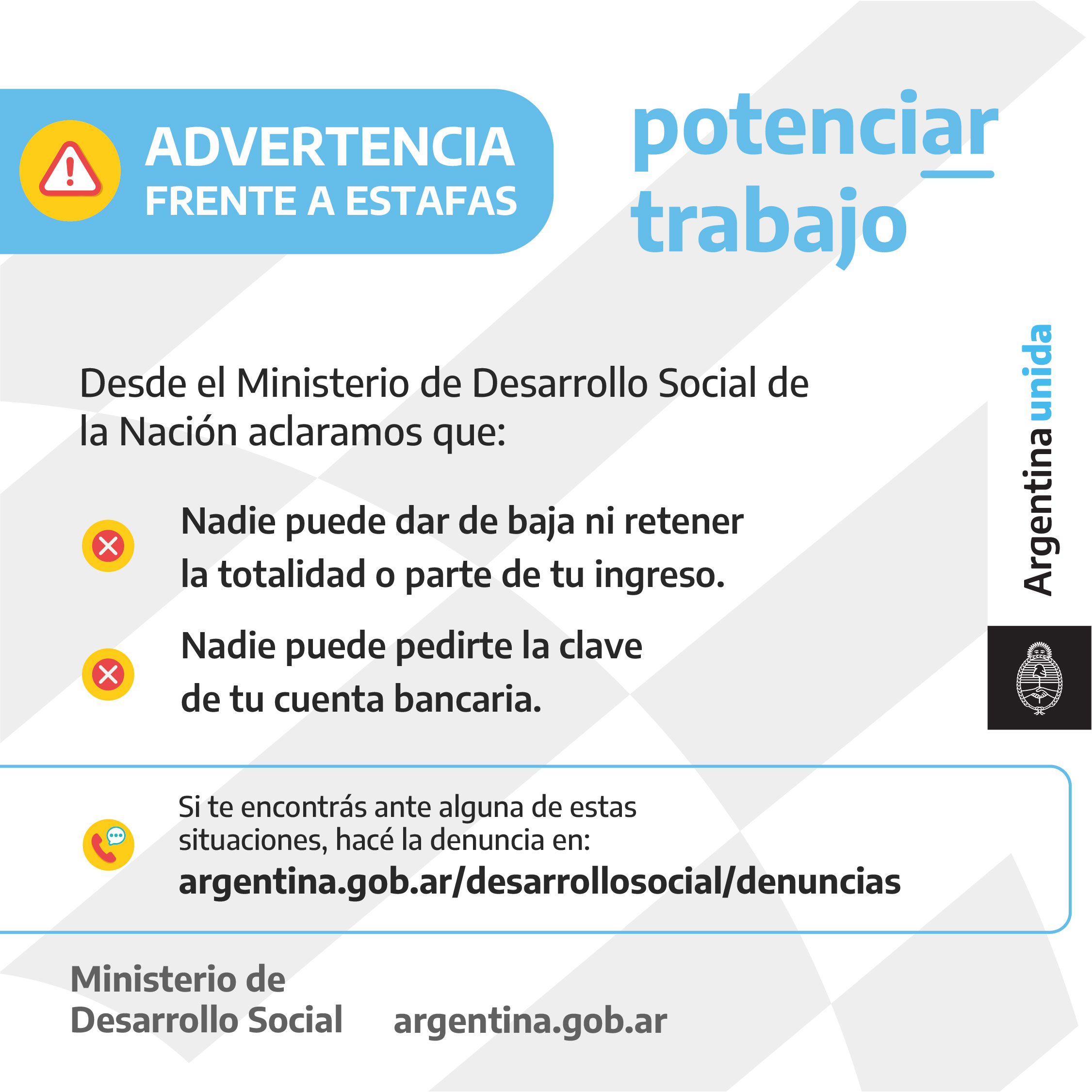 Ministerio de Desarrollo Social  Titulares del Plan Potenciar Trabajo  prestarán servicio en Comedores y Merenderos