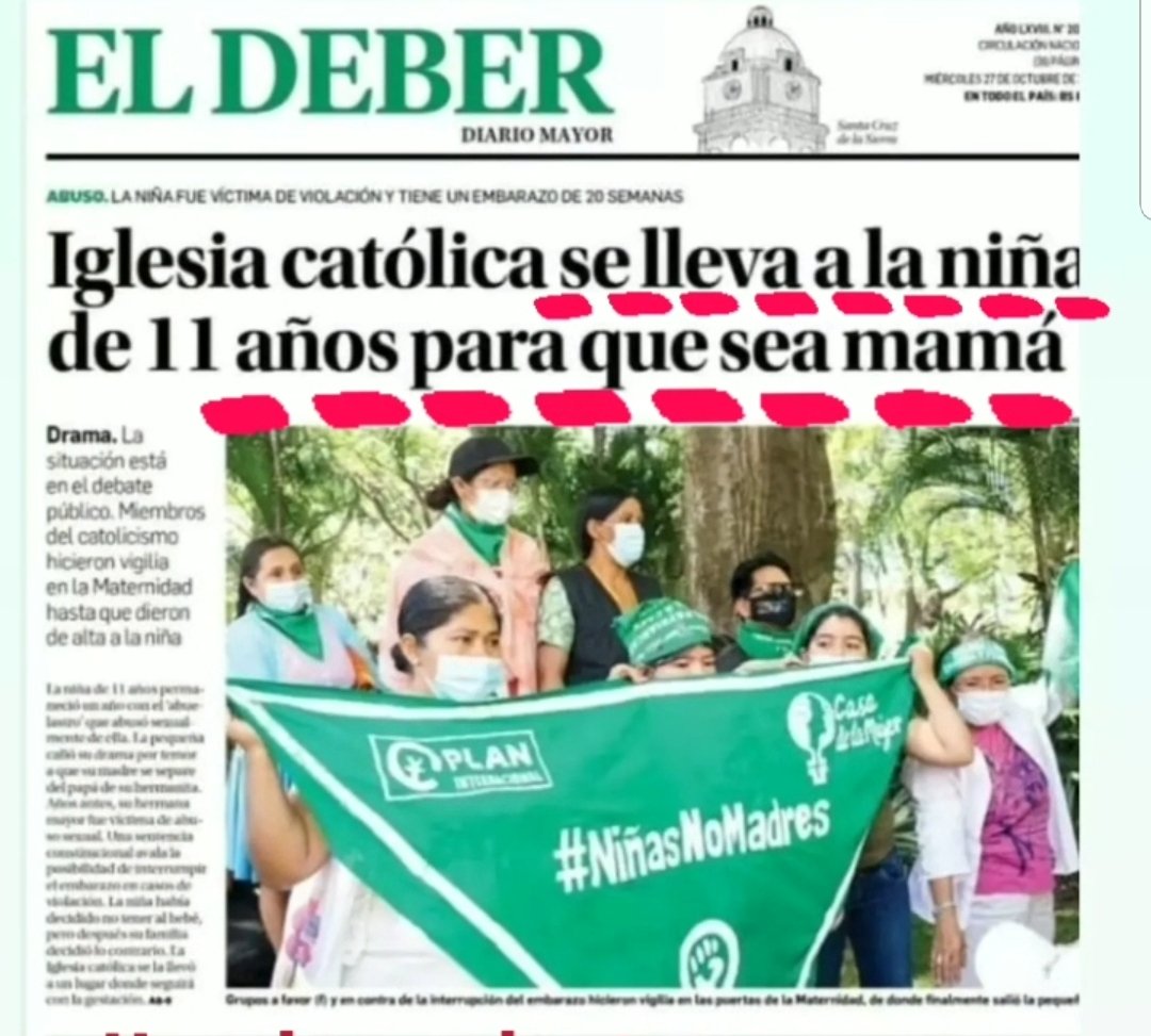 MamaPachaConA's tweet photo. La violencia interseccional que están ejerciendo sobre una niña violada es aberrante. Incluyo a @grupoeldeber, este titular de mierda sin perspectiva de género, que avala la ideología rancia que manejan, son el caldo de cultivo de lo peor de santa cruz. (1/2) https://t.co/1pusNPUpGu
