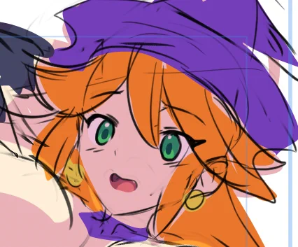 FANBOX限定絵、カラーラフまで。今年もハロウィンの魔女さん絵です。何気に3年目のFANBOXハロウィン絵。 