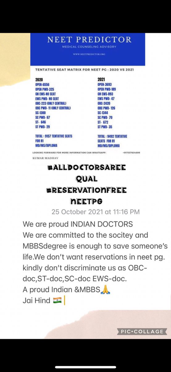 dr_tekwani's tweet photo. #reservationfreeneetpg
#alldoctorsareequal 
@aajtak @WHO @the_hindu@BBCHindi @htTweets @kritisanon @ArvindKejriwal @mansukhmandviya @Swamy39 
 @nytimes
 
@BBCNews
 
@chronicle
 
@TheSun
 
@BBCNews
 
@USATODAY
 
@RedCross
 
@ndtv
 
@dhruv_rathee
 
@khansirpatna
 
@indiatvnews https://t.co/GOfV6Irv6a