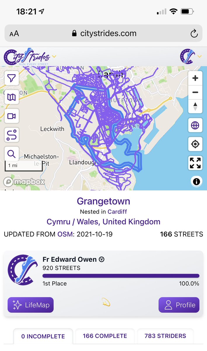 RevFrEdward's tweet image. I can now say that I’ve @RunGrangetown every street of it @CityStrides #running #heatmapping #citystrides
