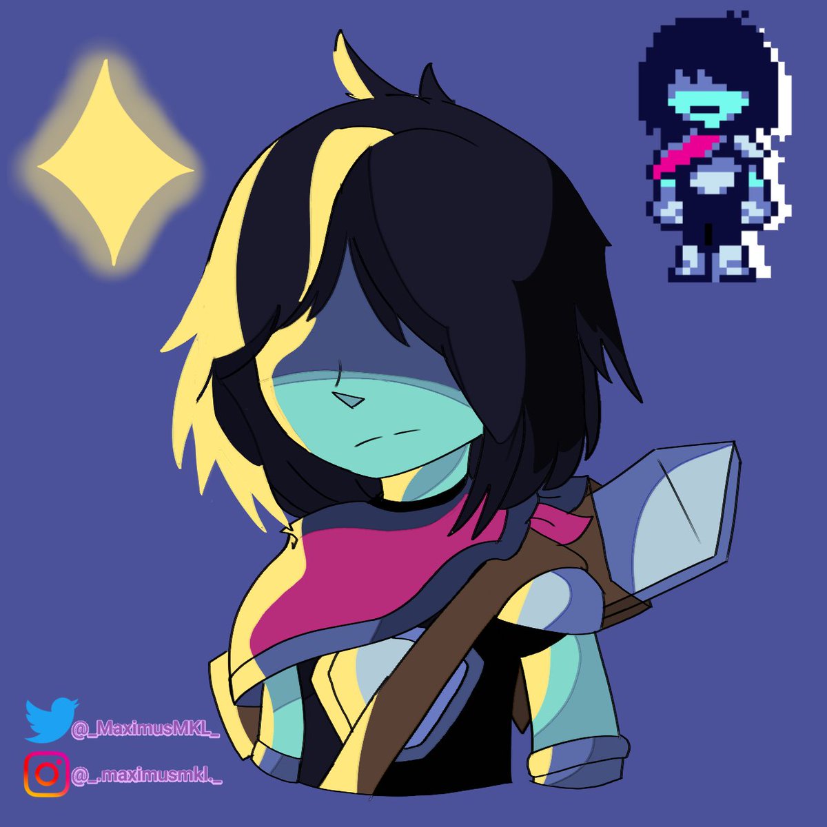 _MaximusMKL_'s tweet photo. Kris of Deltarune ❤️💜💙✨.
.
#DELTARUNE #deltarunefanart #myart. https://t.co/Toxe9kPL9g