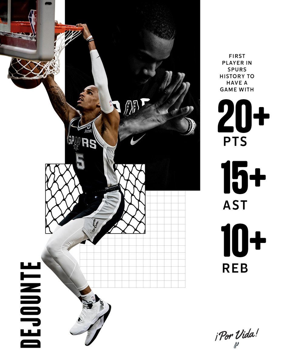 spurs's tweet photo. Historic night for DJ 📊 https://t.co/i0EkqFO3uv