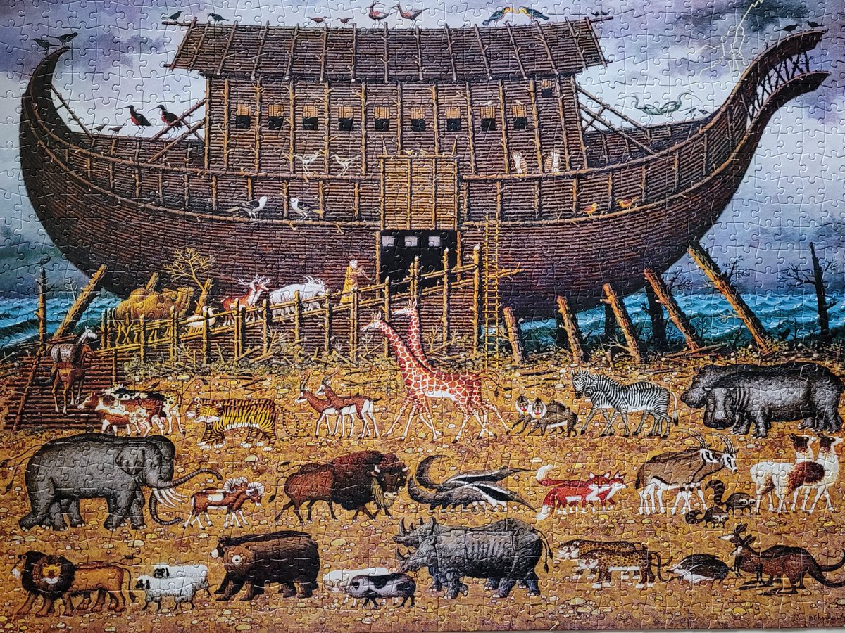 SusanDadamo's tweet photo. #JigsawPuzzle #BuffaloGames #Noah #Ark #NoahAndFriends #CharlesWysocki🧩🧩🧩🧩🧩🧩🐘🐘🦒🦒🦒🦓🦓🦓🦛🦛🦛🦁🦁🦁🐯🐅🦬🦬🦬🦬🦏🦏🦏 https://t.co/LvowN6pHh5
