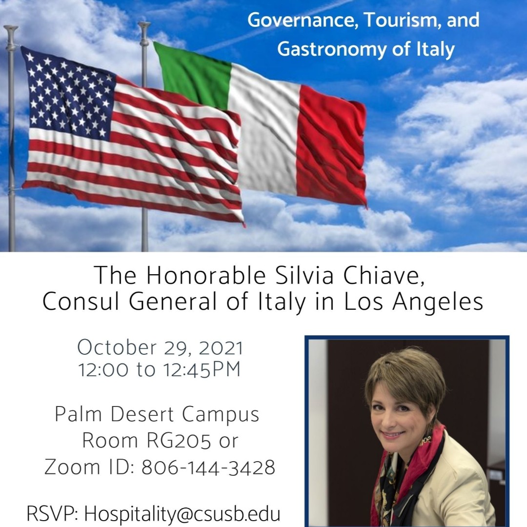 MarketingCSUSB's tweet photo. Please join us for a special presentation by the Consul General of Italy🎤📣
#JHBCImpact🐾🐺💙✨
#jhbc #Yotes
#Coyote4Life 
#WeDefineTheFuture 
#hospitality #hospitalitymanagement #hospitalityindustry #tourism #csusbpdc #CSUSB #CoachellaValley https://t.co/YDfPOlfpM5