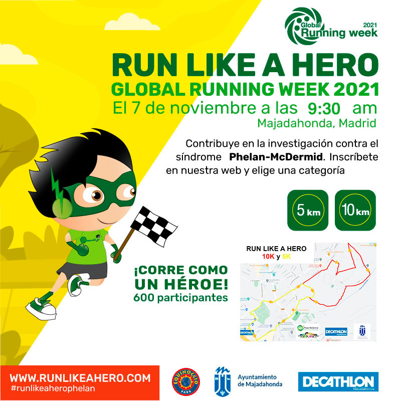 El DOMINGO 7 DE NOVIEMBRE tenemos carrera presencial en Majadahonda, necesitamos una marea verde de corredores para hacer el recorrido de 5 o 10 km. A demás de la carrera habrá una agenda de actividades que iremos publicando. #runlikeaherophelan #sindromephelan