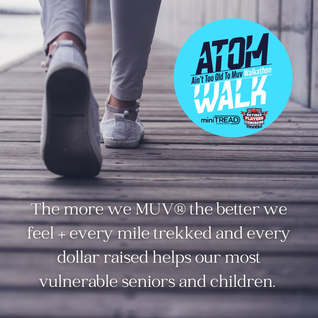 atom_walk's tweet photo. Wow! Team #miniTREAD member Jay Iziah has already logged 14 miles on the first day! 5 miles outside and 9 miles on the miniTREAD. Head over the https://t.co/GiWl9baVXB to participate or support by donating. 
#ATOMWALK #charity #footballgreats https://t.co/pJ3TkBuwov