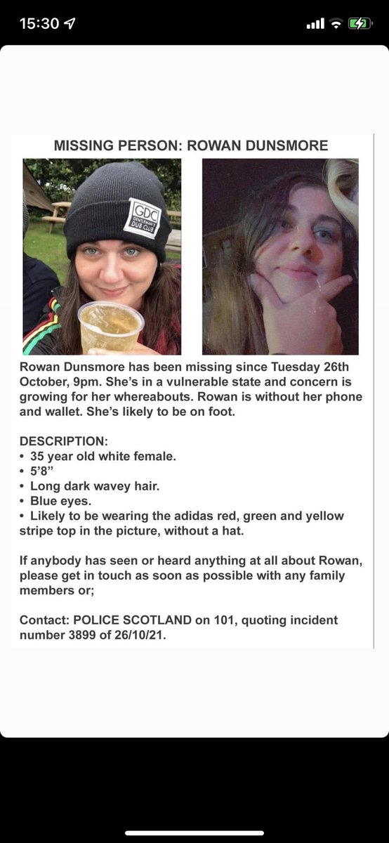 ‼️PLEASE SHARE/RT‼️
Missing Glasgow/Ayrshire. Rowan Dunsmore. If seen please contact police Scotland on 101 inc no 3899 of 26/10/2021 #MissingPerson #missingscotland #missingpersonscotland #missingpersonglasgow #Glasgow #Glasgowwestend