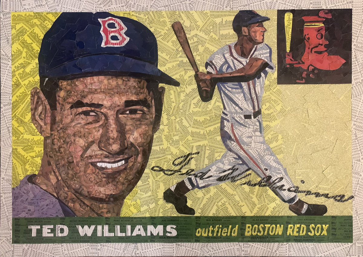 timcarrollart's tweet photo. FINISHED: 1955 Topps Ted Williams, made from cut baseball cards.  Sold.

See more of my work: https://t.co/iR64lXPwMI https://t.co/Njs8gWRYgz