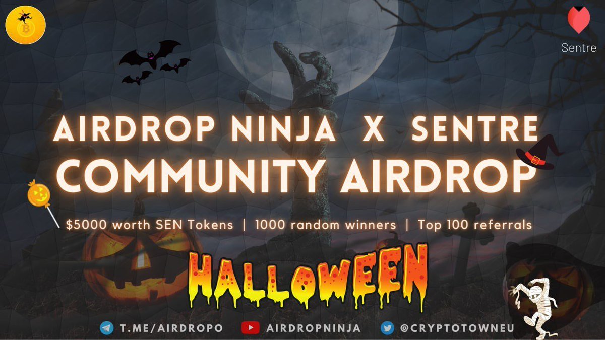 🚀 #Airdrop: Sentre
💰 Value: $ 5,000 worth SEN Tokens
👥 Referral: $ 10 worth SEN Tokens
📒 Partnership: Coin98, slope Finance, Parrot Finance

Talk with the Telegram Bot
t.me/OfficialSentre…

#Crypto #cryptocurrency #Airdrops #AirdropCrypto #CryptocurrencyAirdrop