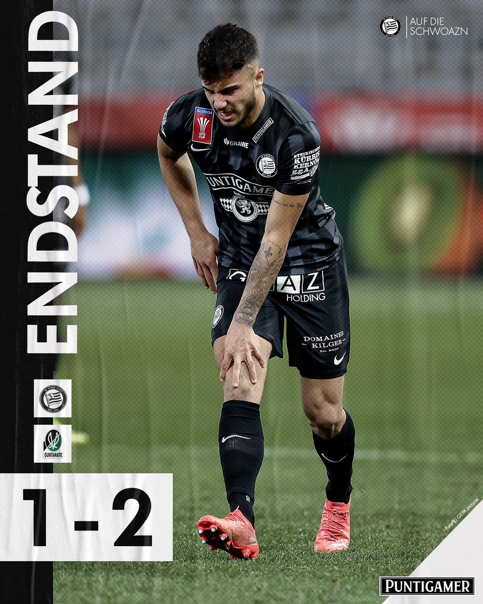 SKSturm's tweet image. Ein schmerzhafter Abend! Wir scheitern im Achtelfinale des UNIQA ÖFB Cups an der @svried1912. #sturmgraz #GlaubeWilleMut #STUSVR
______________
STU 1:2 SVR | ⏱️ 90.+3'