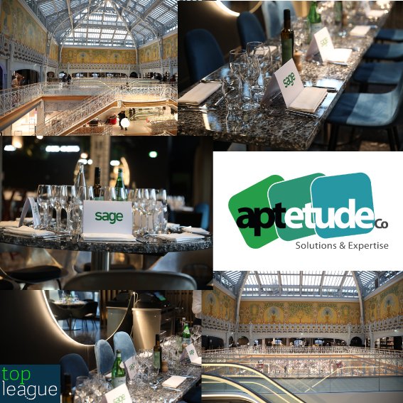 AptetudeCo's tweet photo. 📢📢 @AptetudeCo  et la #TopLeague, c'est une belle histoire ! #engagement auprès de notre Editeur Partenaire @SagePartnersFr et gage de #qualité pour nos #clients ! Merci pour cette soirée d'échanges dans un cadre d'exception #Lasamaritaine 😉! En route pour #FY22! https://t.co/DS5dVQ3OsH